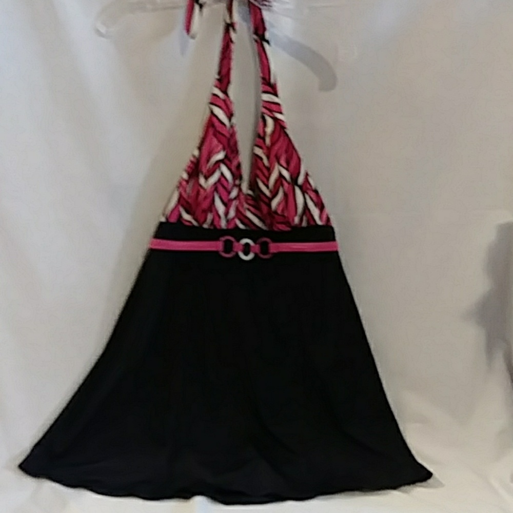 Jaclyn Smith 1 Pc Bathing Suit Dress 8 Blk/Pink